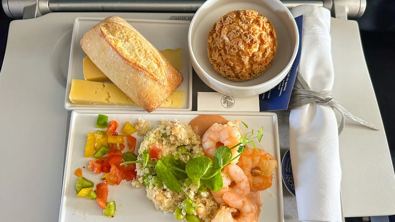 Air France in-flight business class gourmet dining presentation