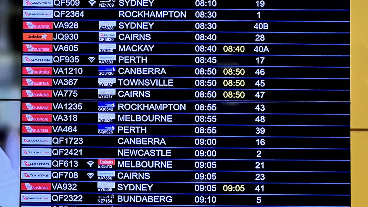 International flight departures display board tracking global flight status