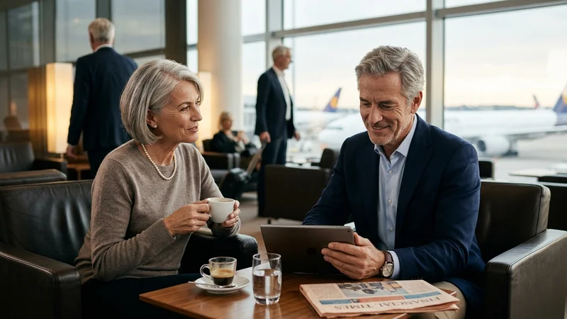 Traveler in premium lounge