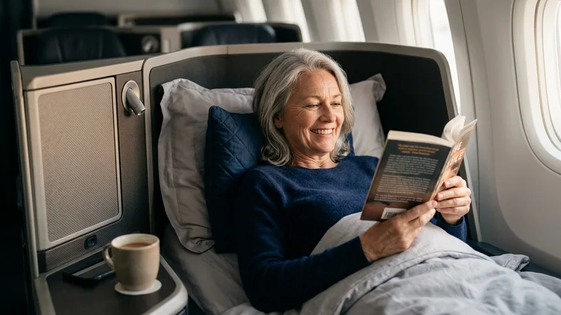 Traveler enjoying business class