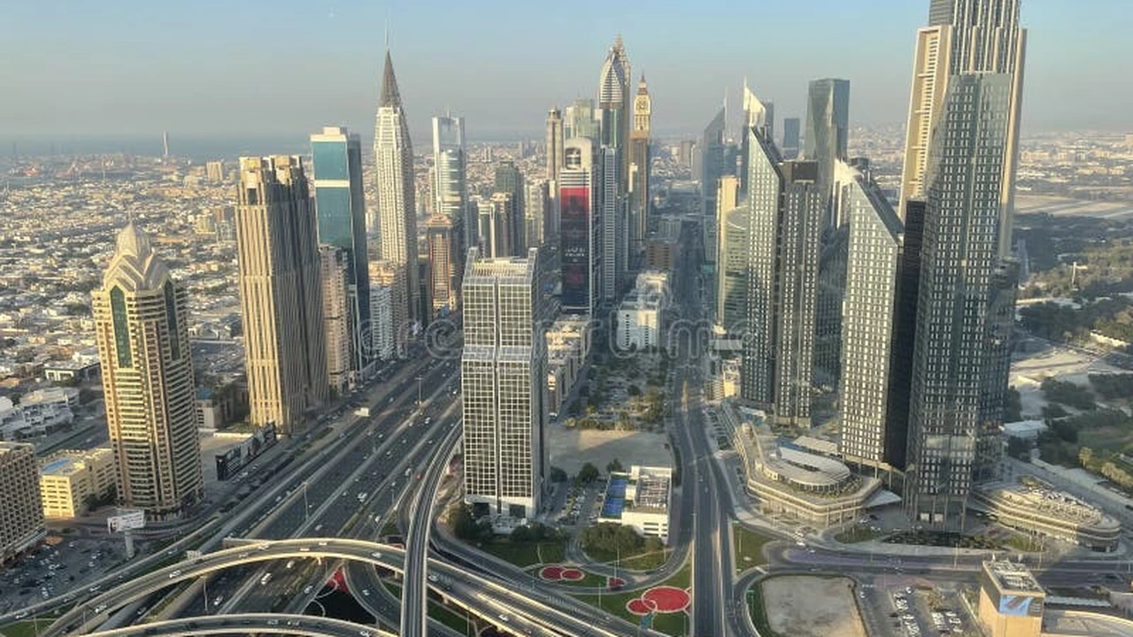 Dubai skyline and Middle Eastern connecting mega-hubs
