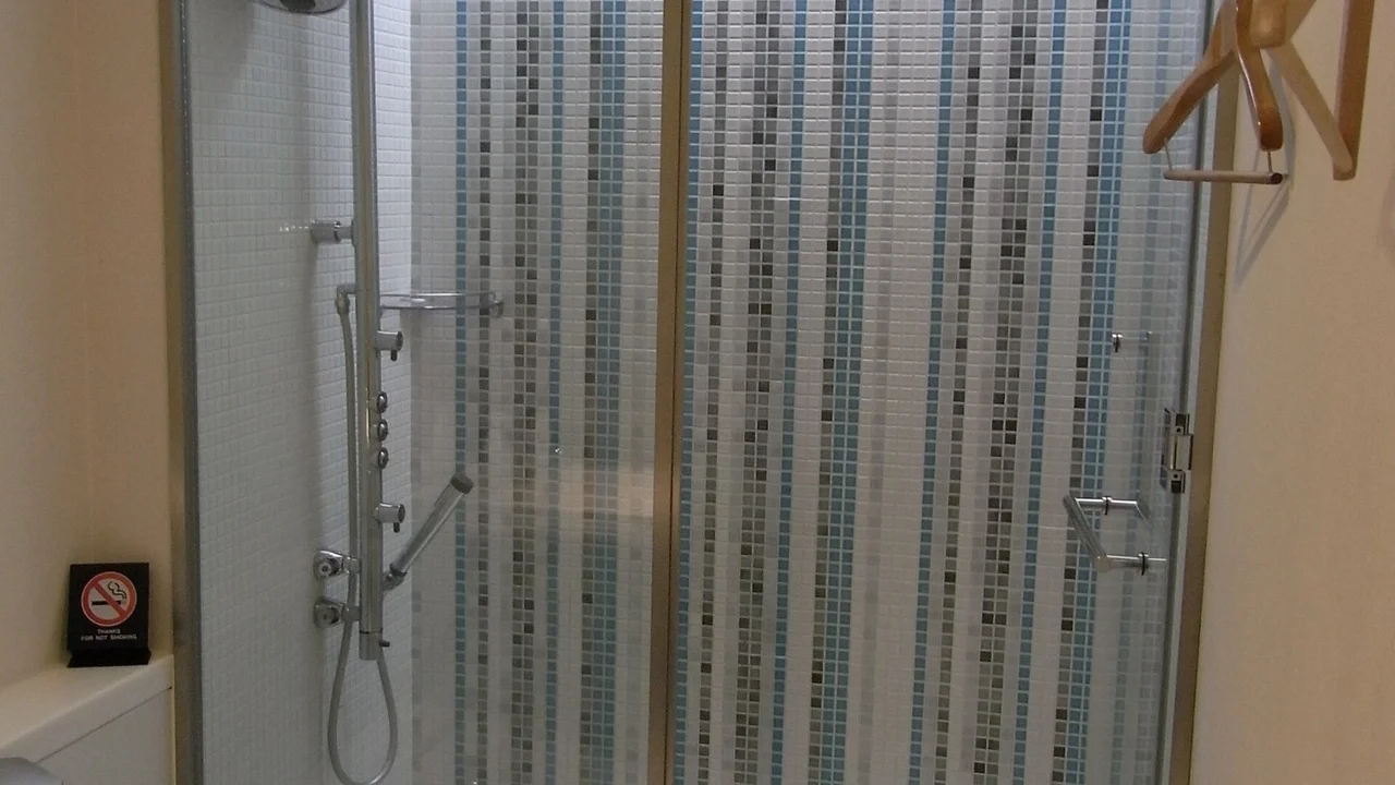 Airport arrival lounge private shower suite with luxury toiletries