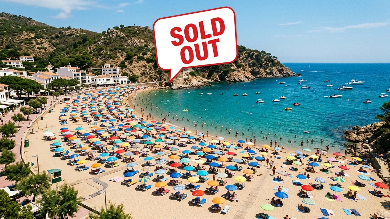 Crowded European summer beach