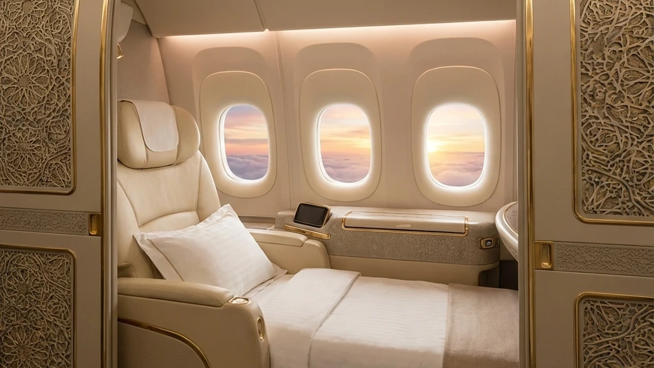 Emirates A380 First Class private suite with sliding doors