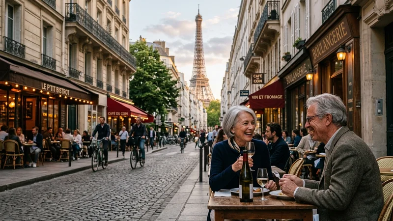 Street scene near Eiffel Tower