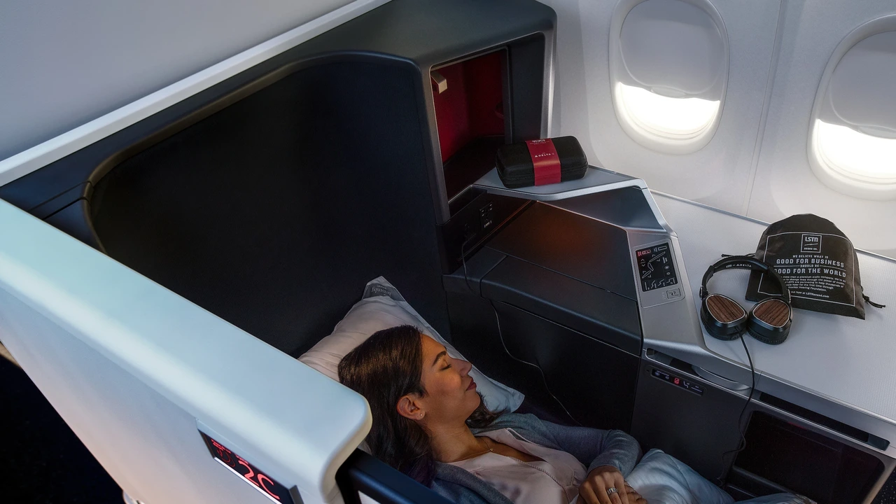Delta One Suite cabin with privacy doors