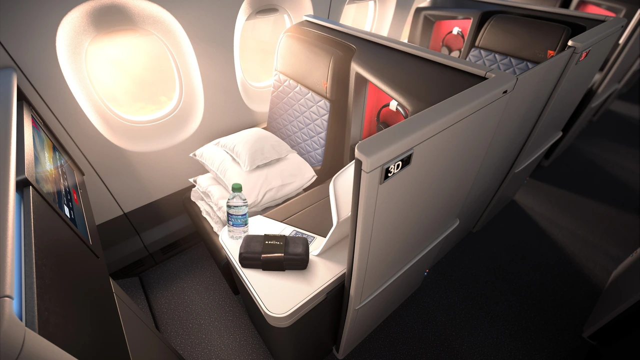 Delta One Suite with closing sliding door on the Airbus A350