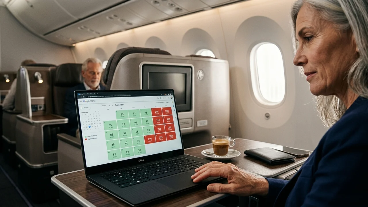 Laptop showing flight price calendar