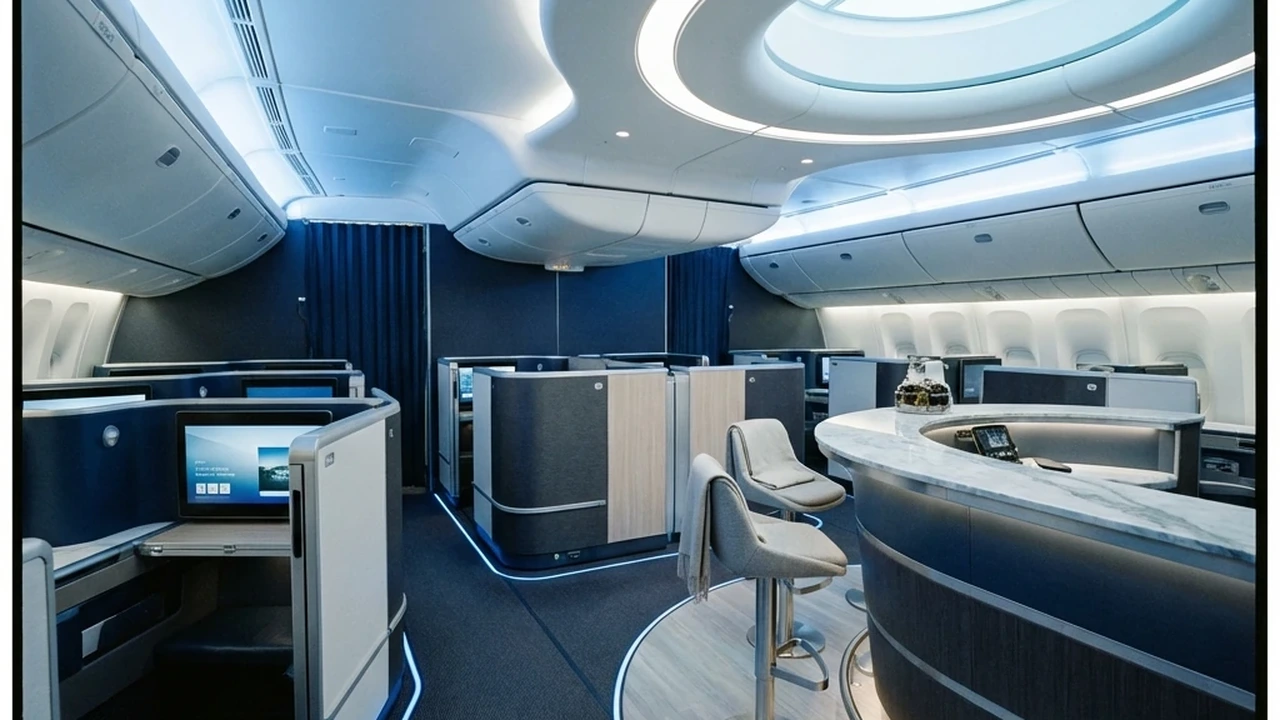 Iberia A350 business class cabin with 1-2-1 direct aisle access seats