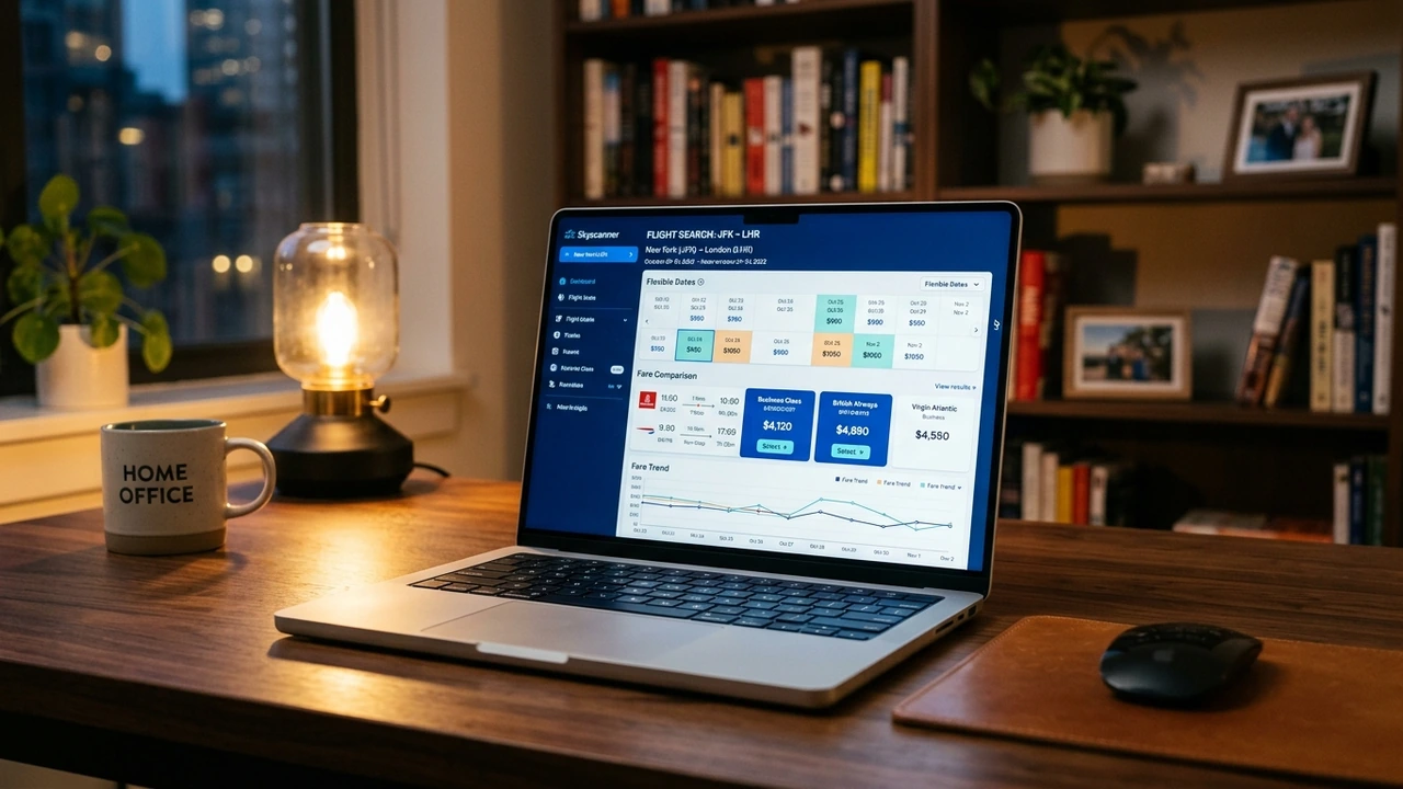 Flight price graphs on a laptop