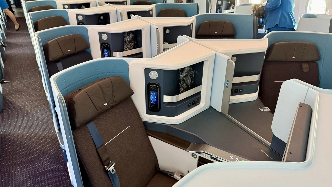 KLM World Business Class cabin on the 787 Dreamliner