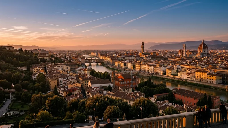 Destination cityscape at golden hour