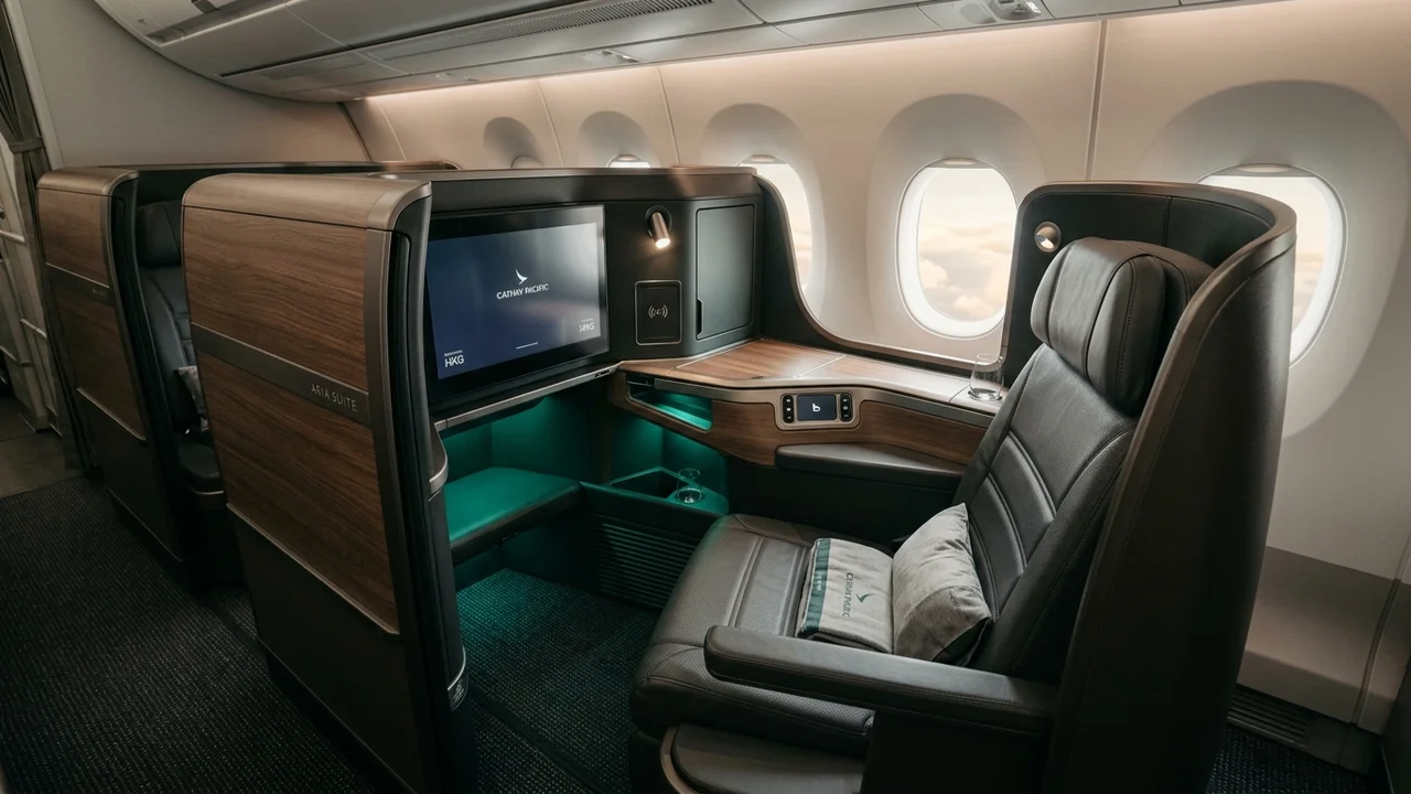 Cathay Pacific Aria Suite business class with 24-inch 4K entertainment screen