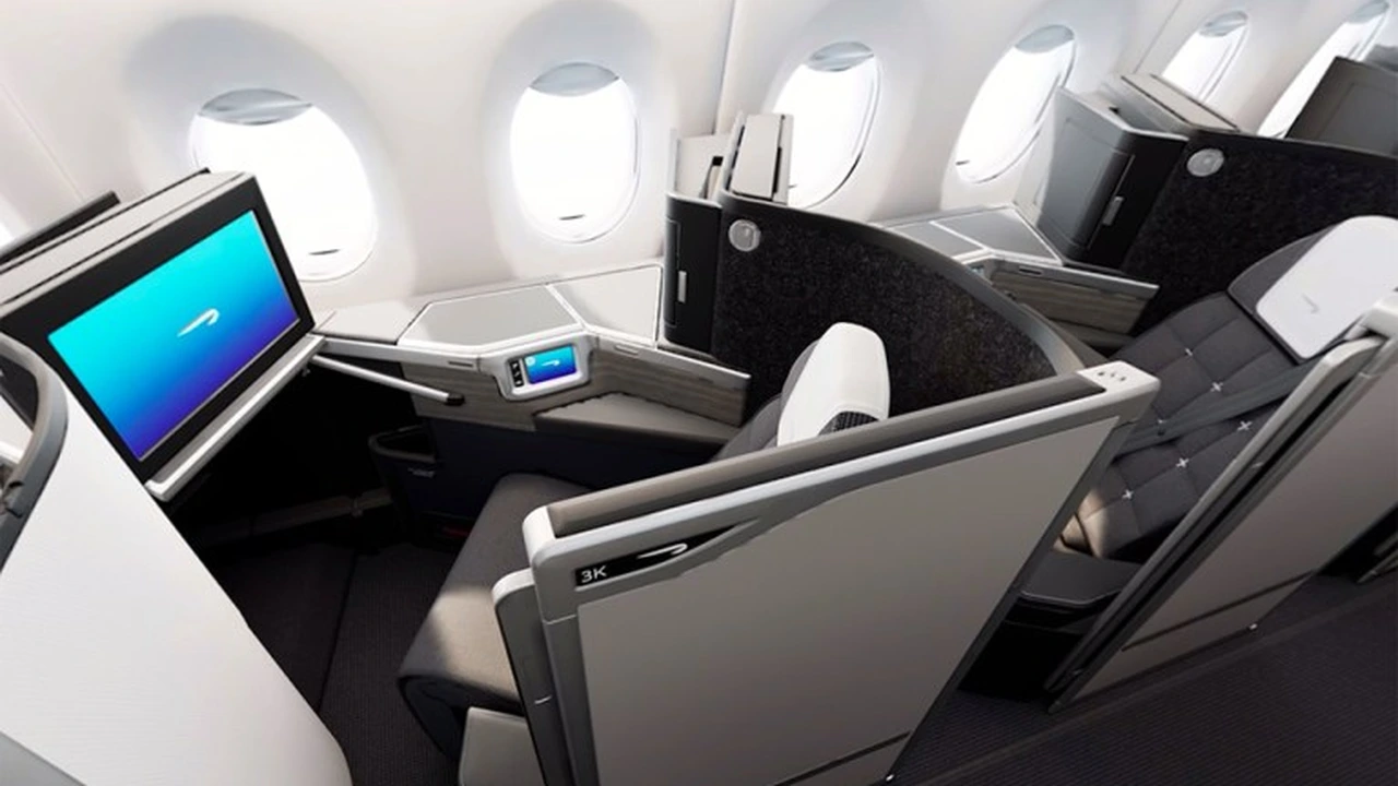 British Airways Club Suite cabin with closing privacy doors