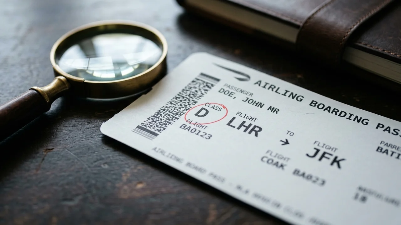 Boarding pass highlighting booking class